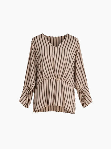 Blusa de cetim às riscas Creme
