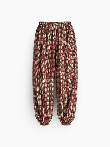 Calças Aladin de cetim às riscas Vermelho