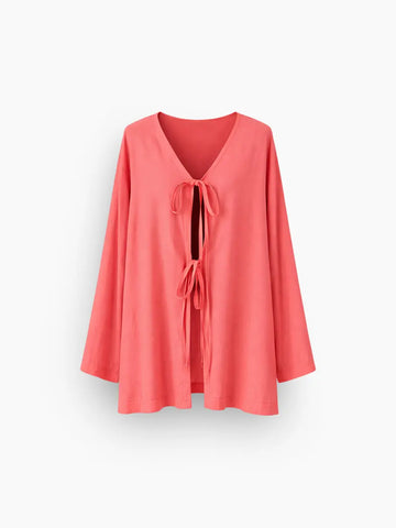 Kimono tie-dye de linho Rosa