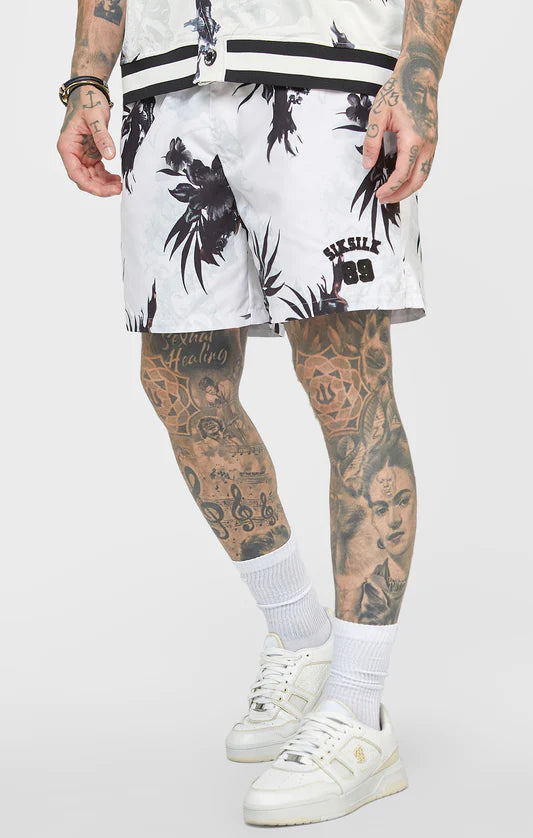 SikSilk Calções de Banho Floral Bege