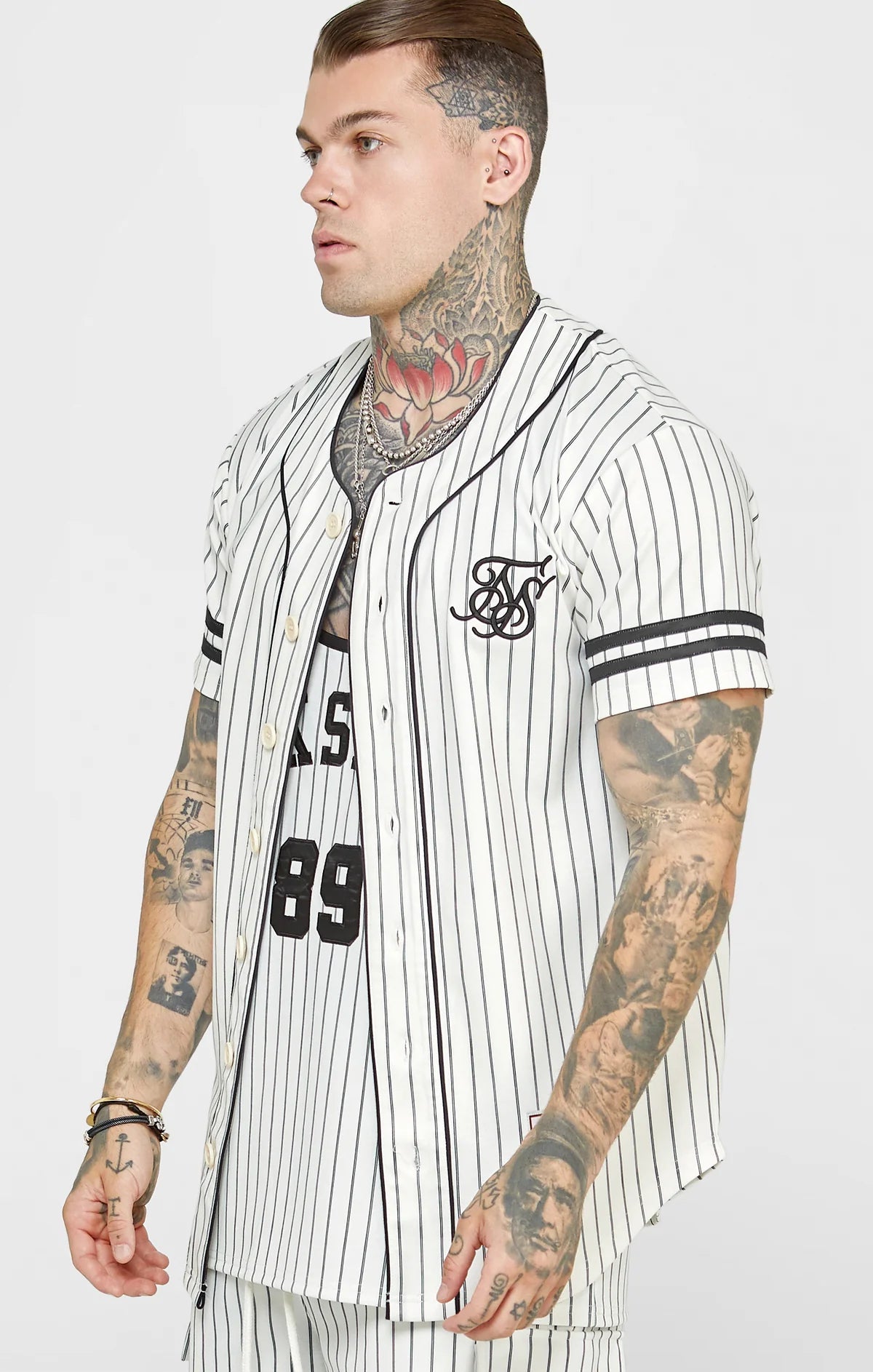 SikSilk Camisa De Beisebol Oversized as Riscas