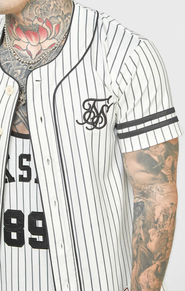 SikSilk Camisa De Beisebol Oversized as Riscas