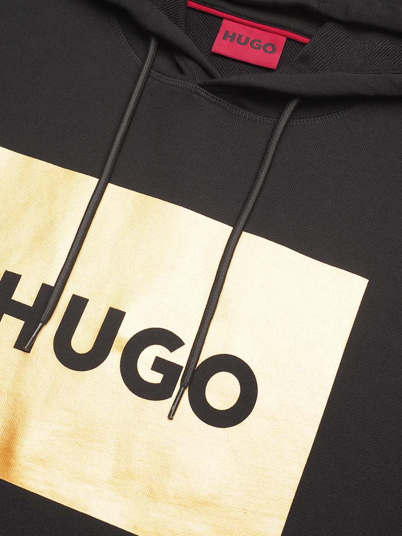 Hugo Hoodie De Logo Dourado Preta