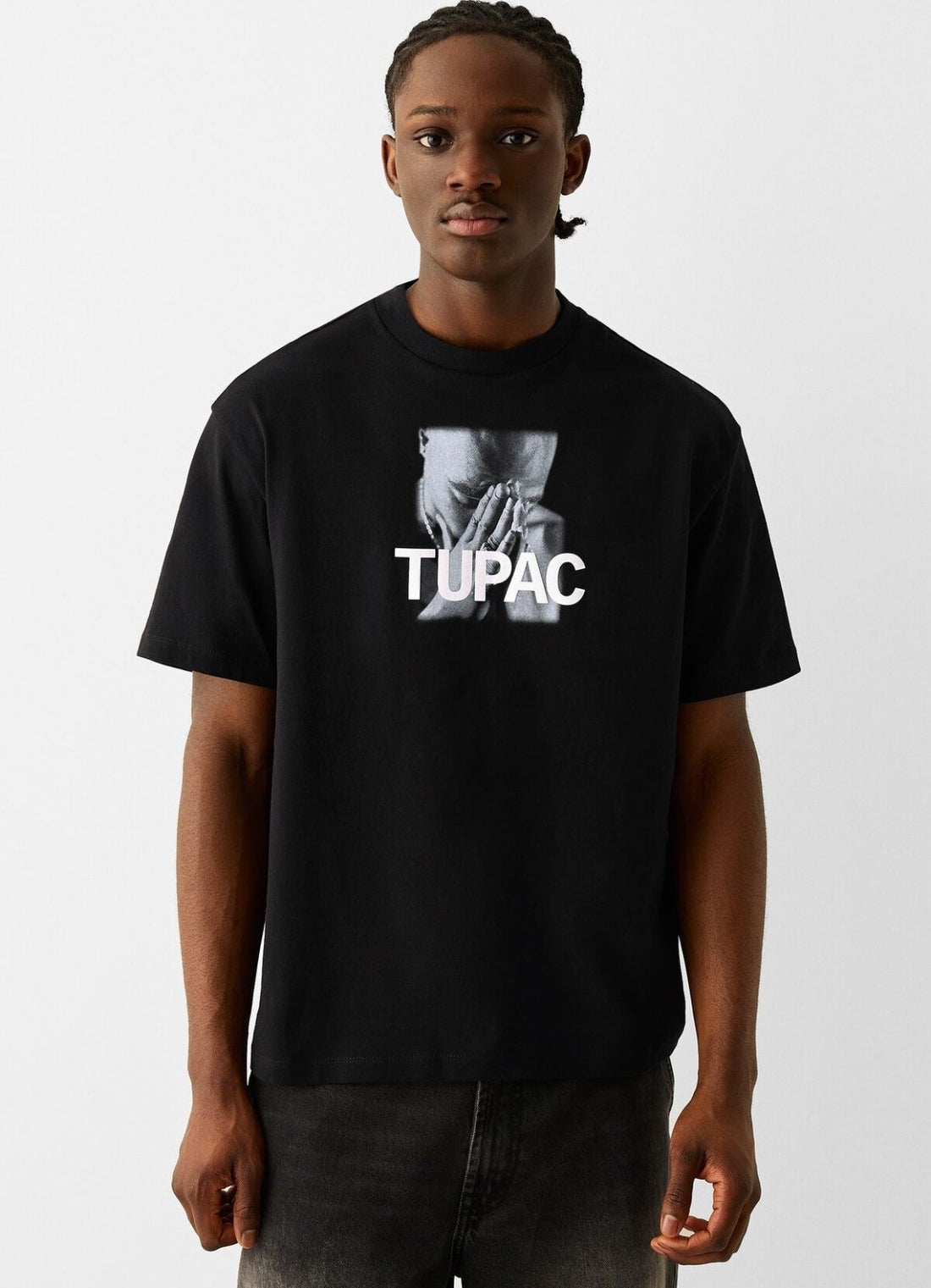 Bershka T-shirt  Oversized 2Pac Preta