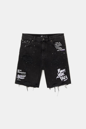 Pull&Bear Bermudas de Ganga Grafite Preto
