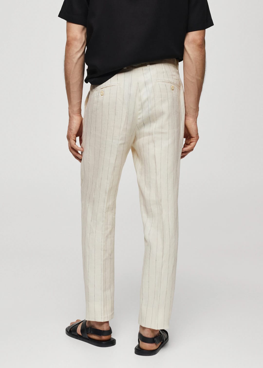 Mango Calças de linho Slim-Fit às Riscas Finas