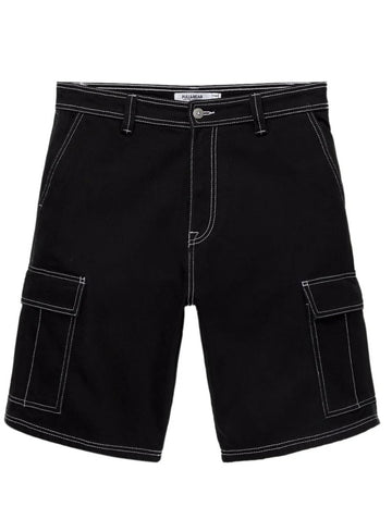 Pull&Bear Calções Estilo Cargo Preto