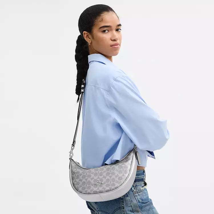 Coach Bolsa De Ombro Prateada