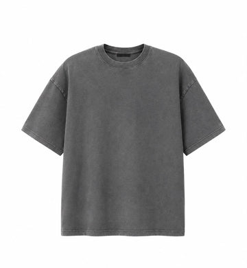 Zara T-Shirt Boxy Fit Estrutura Cinza Lavado