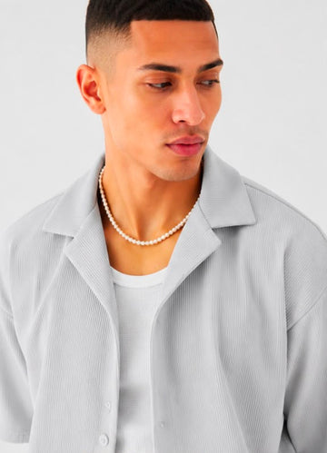 BoohooMan Conjunto Com Calções Plissado Azul Gelo