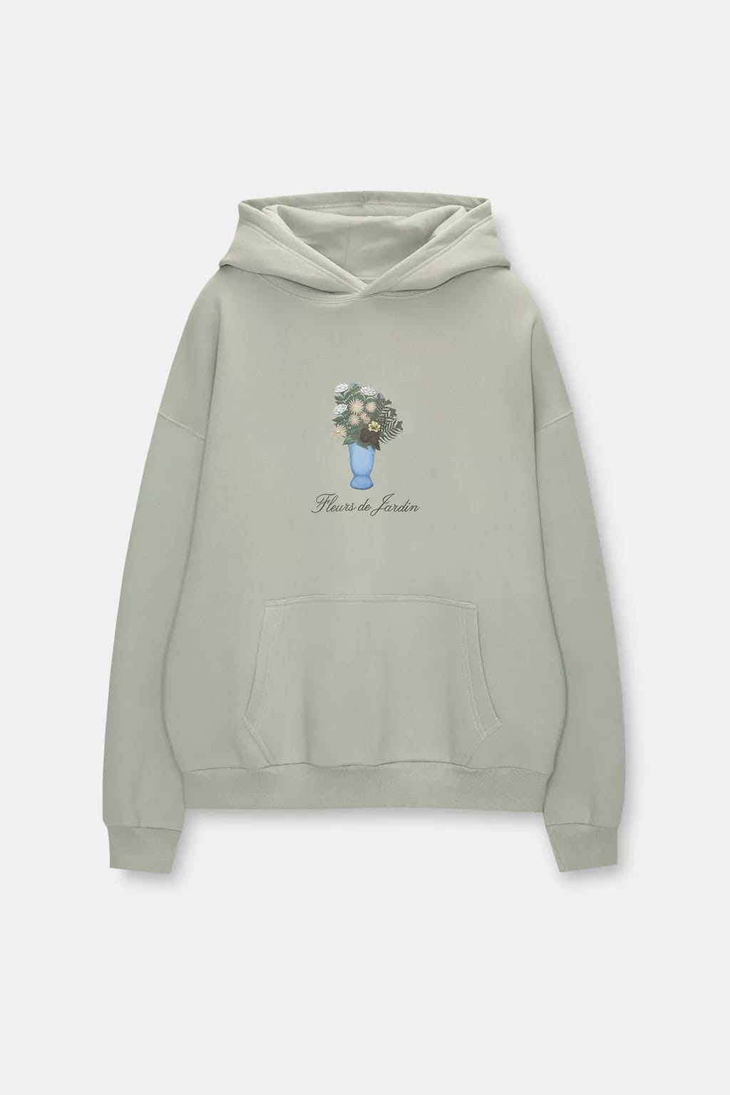 Pull&Bear Hoodie com Capuz Estampado Floral verde