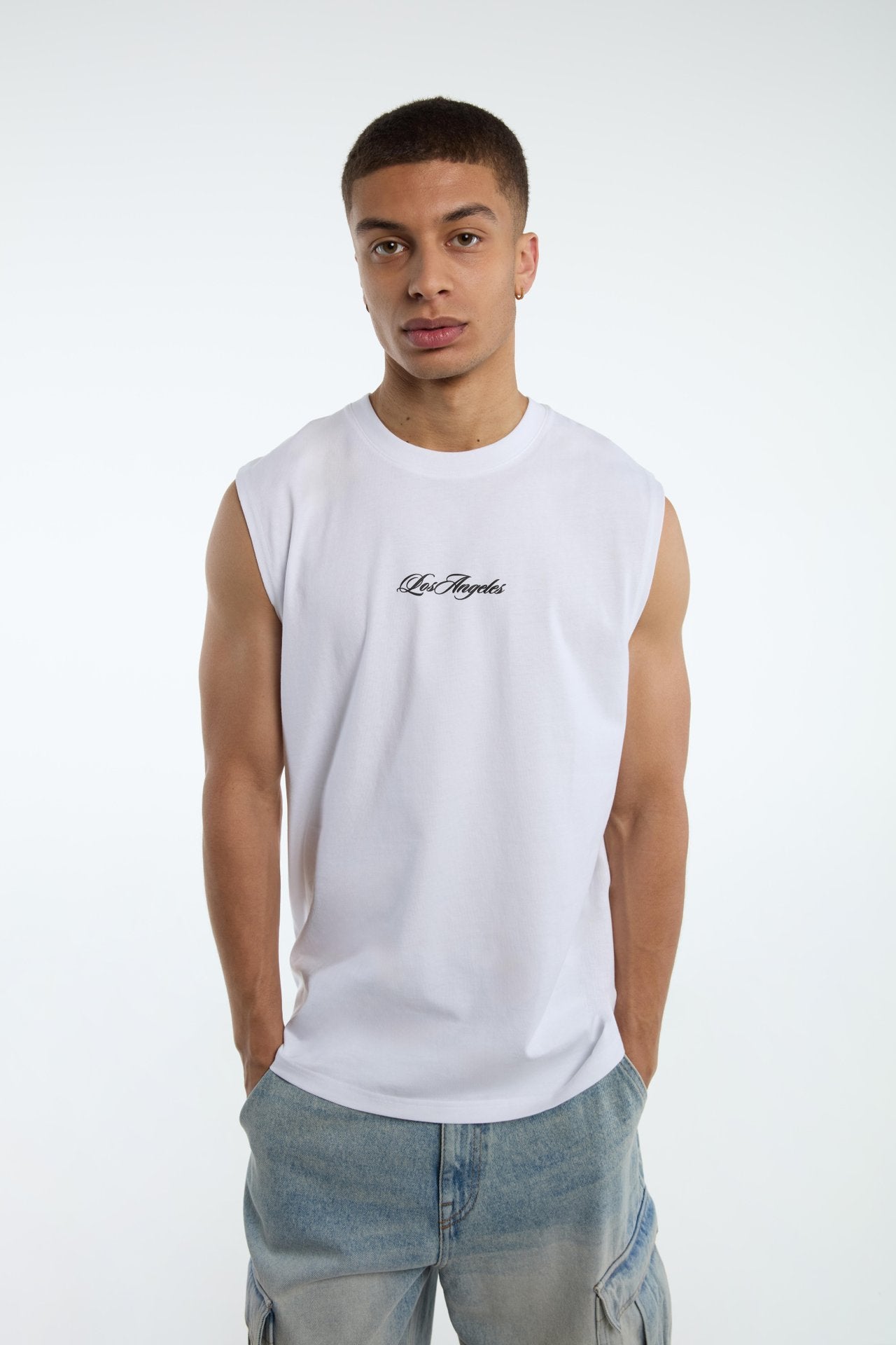 New Yorker Manga Cava Los Angeles De Estampa Branca