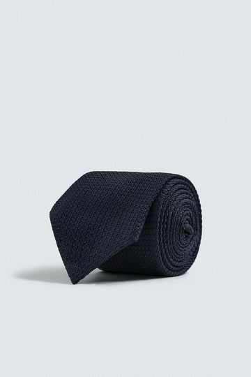 Zara Gravata Slim Com Textura Azul Marinho