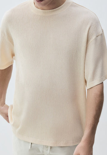 Lefties T-Shirt De Malha Texturizada Bege