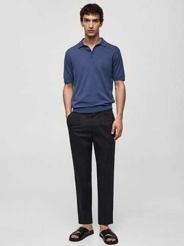 Mango Polo Collar Azul Marinho