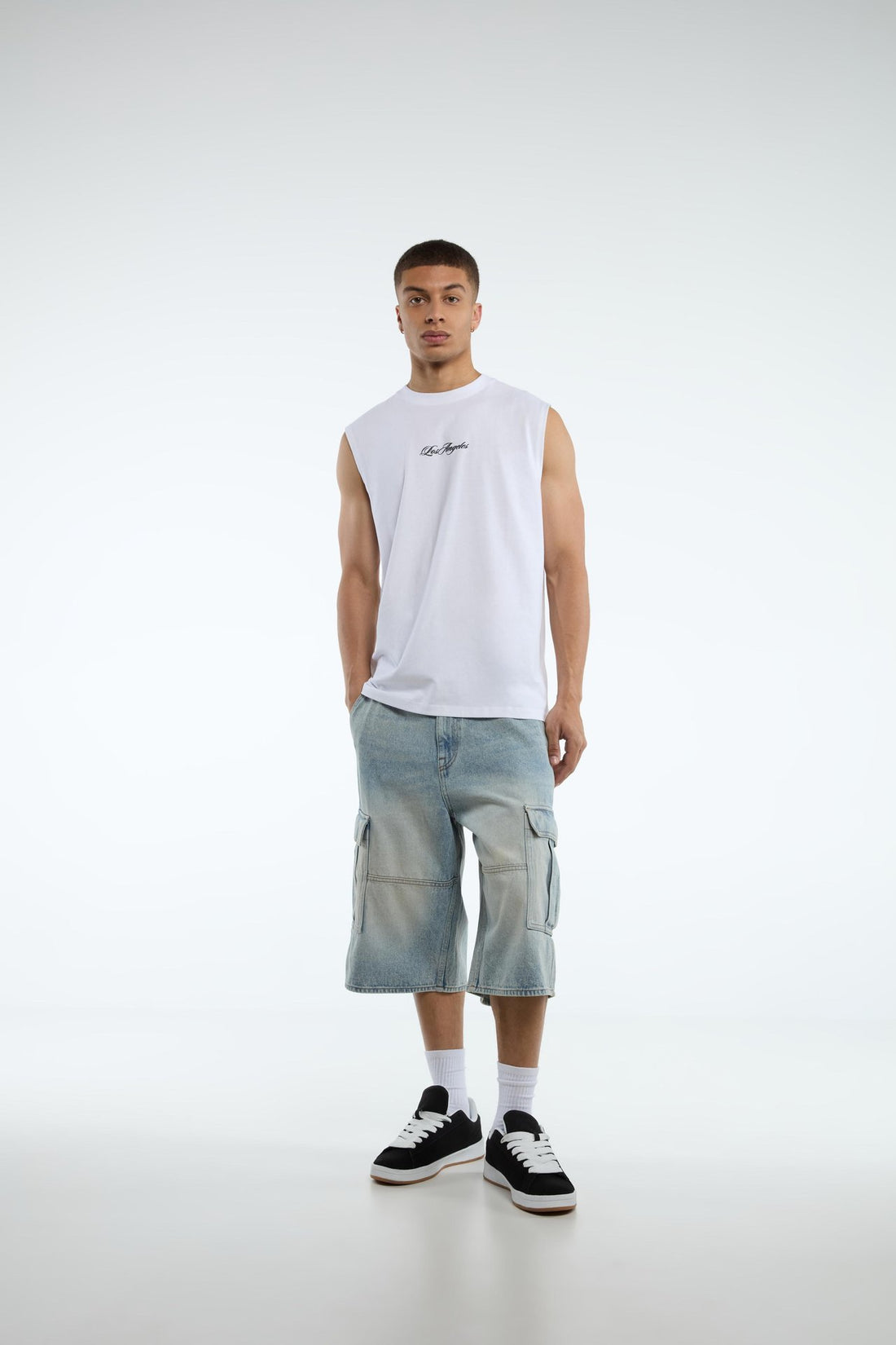 New Yorker Manga Cava Los Angeles De Estampa Branca