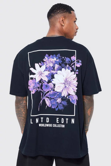 Man T-Shirt Oversized De Grafite Floral