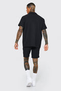 MAN Conjunto Oversized Com Efeito Plissado Preto