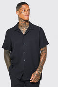 MAN Camisa Oversized Com Efeito Plissado Preta