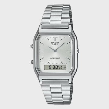 Casio Relógio Prateado Com Fundo Branco