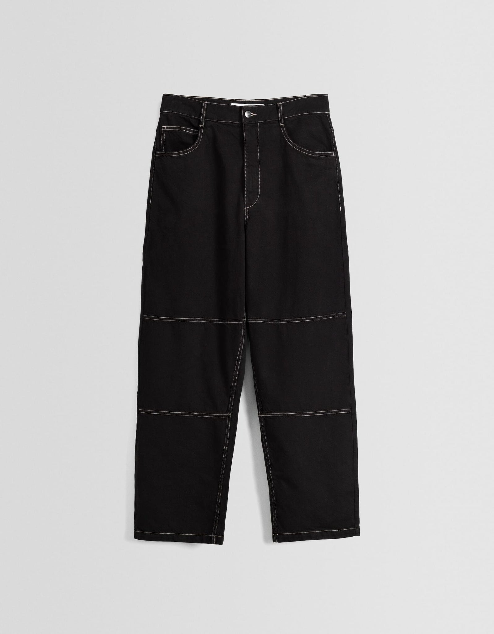 Bershka Calças Skater Baggy Preta