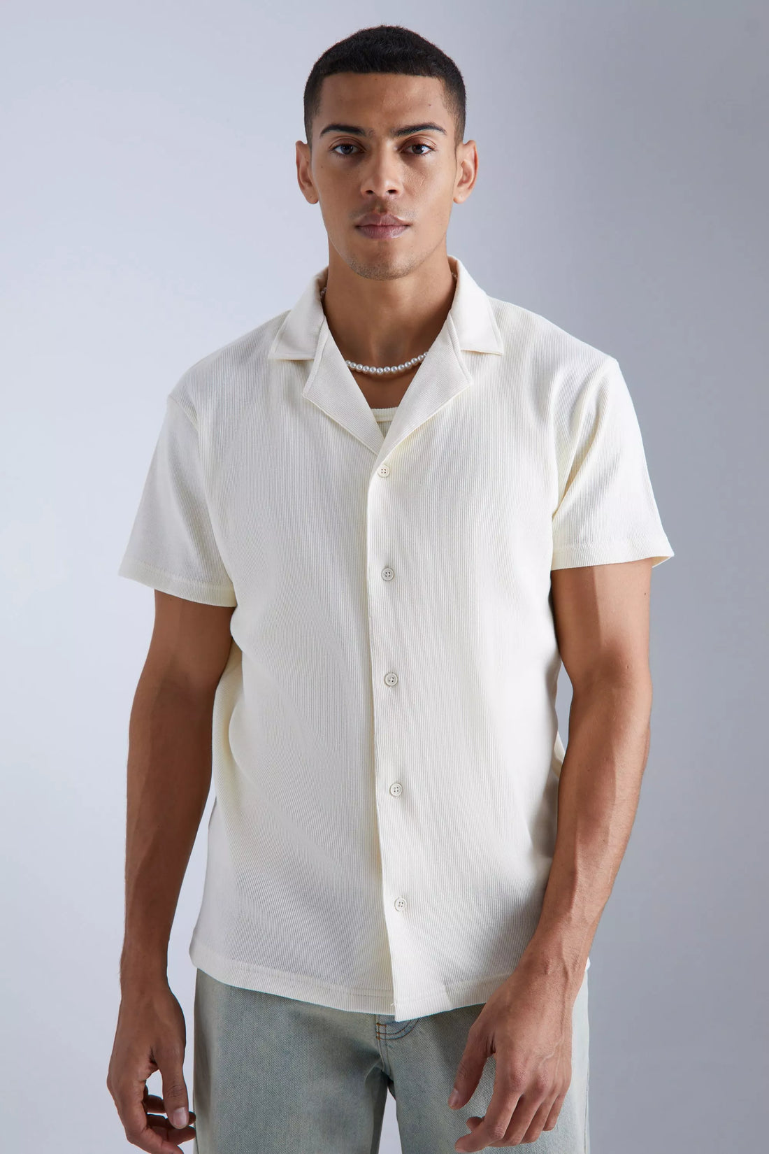 Man Camisa Revere Rib Jersey Creme