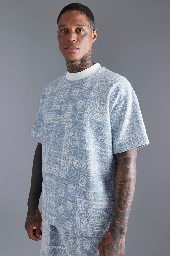 Man T-Shirt Oversized Jacquard Bandana