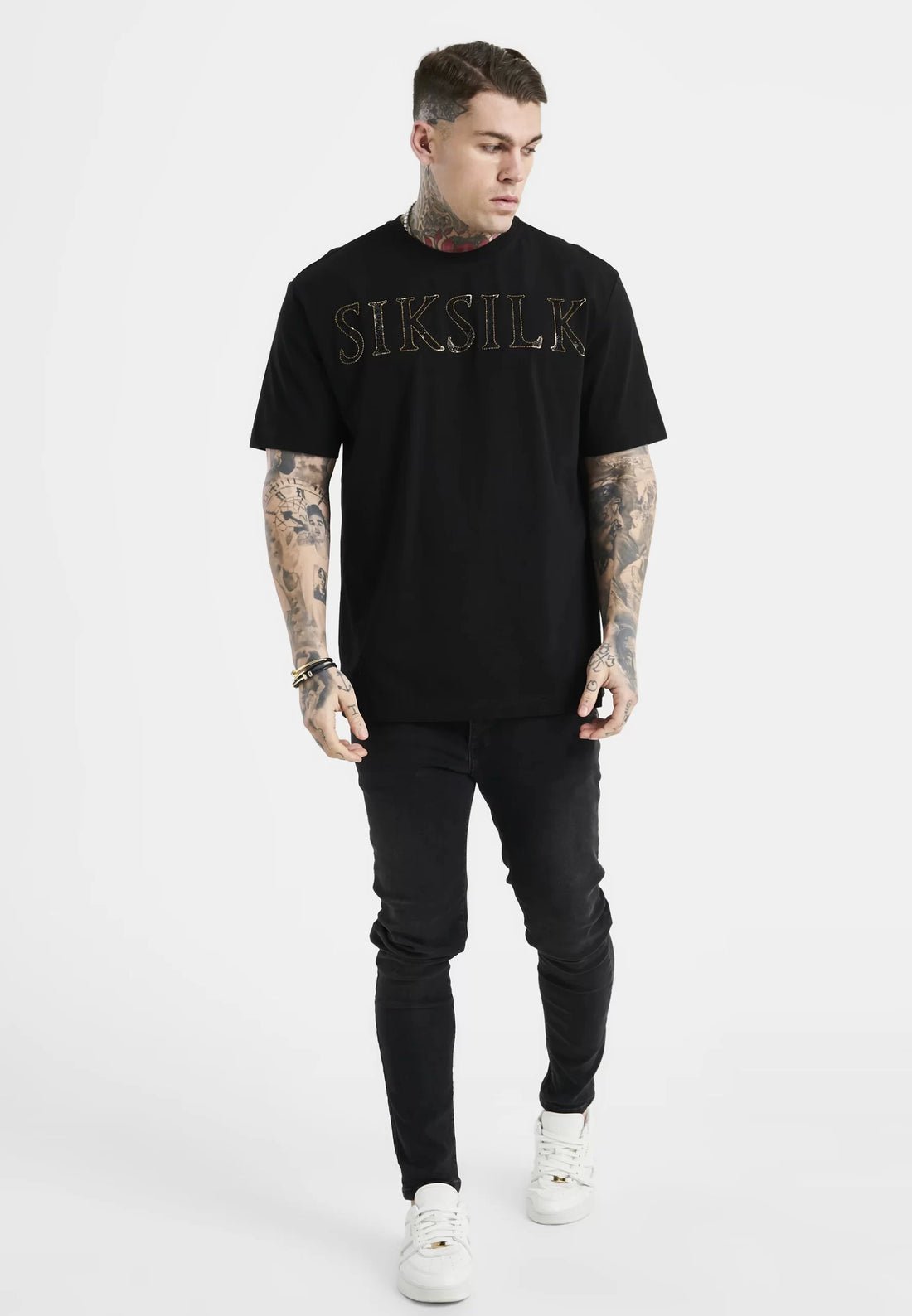 Siksilk T-Shirt Oversized com logo de strass