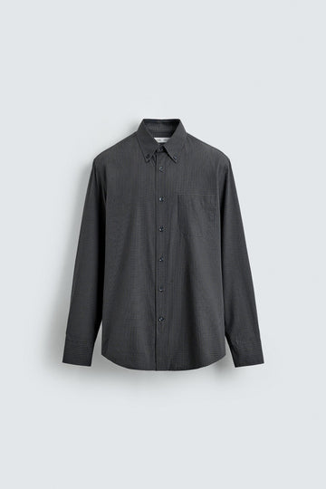 Zara Camisa Com Padrão Xadrez Estruturado Com Tons Cinza