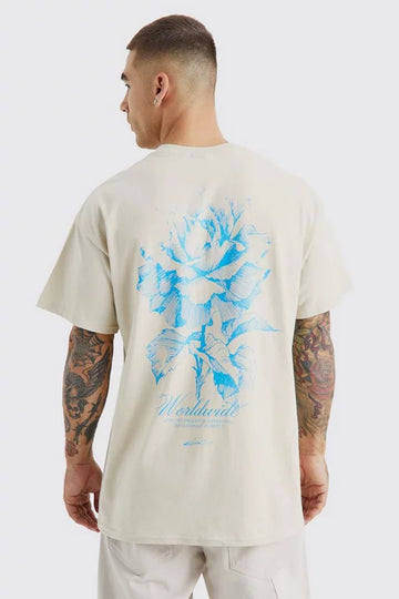 Man T-Shirt Oversized De Grafite Floral