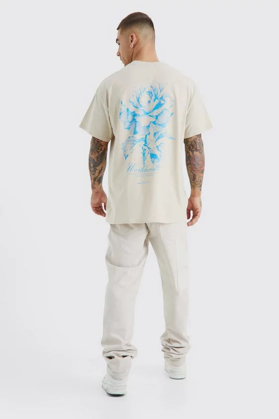 Man T-Shirt Oversized De Grafite Floral