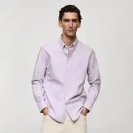 Mango Camisa Oxford Lilas