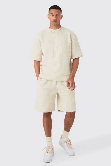 Man Conjunto De T-Shirt Oversized e Calções Acolchoado