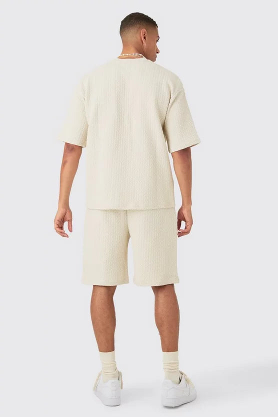 Man Conjunto De T-Shirt Oversized e Calções Acolchoado