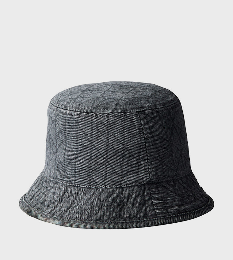 Calvin Klein Bucket Hat Denim Emblem Burnout Gray