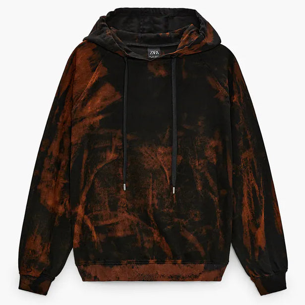 ZARA Sweatshirt Com Estampado Tie Dye Preta