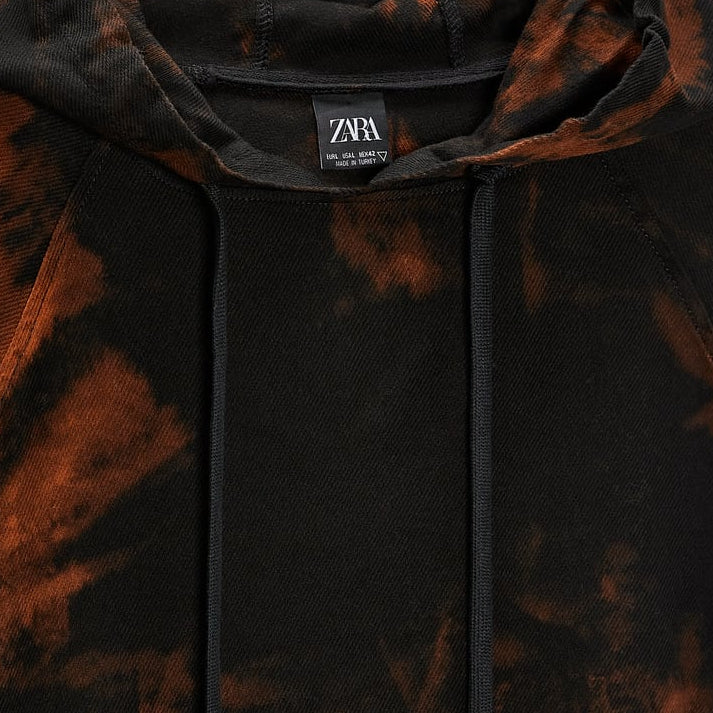 ZARA Sweatshirt Com Estampado Tie Dye Preta