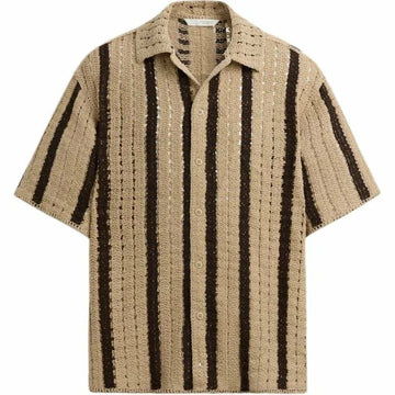 Zara Camisa Com Barras Castanha