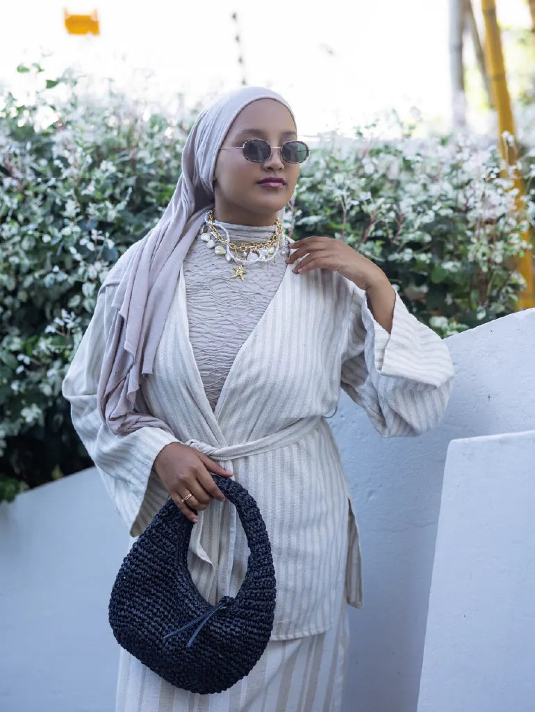 Ruh Top de Malha de Gola Alta Creme