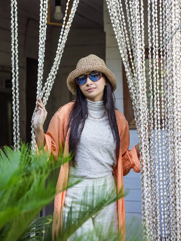 Ruh Top de Malha de Gola Alta Creme