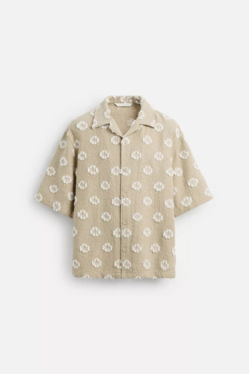 Zara Camisa Com Bordados Castanha