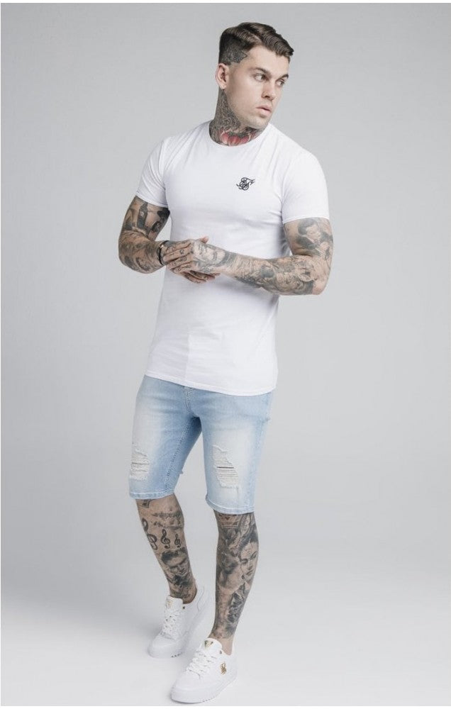 SikSilk Calções Jeans Denim Azul Claro Lavado