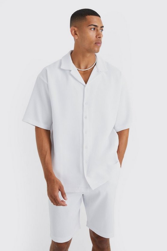 MAN Conjunto Oversized Com Efeito Plissado Branco