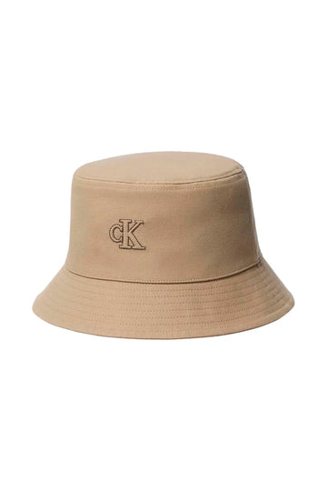 Calvin Klein Bucket Hat Denim Emblem Burnout Brown